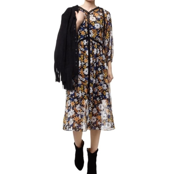 Sandro Renol  Floral Sheer Midi Dress - Picture 3 of 14